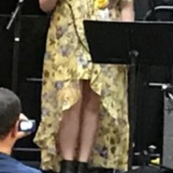 No Boundaries Floral Yellow Dress w/Outer Sheer Cover - Size Jr XXL - Picture 12 of 13